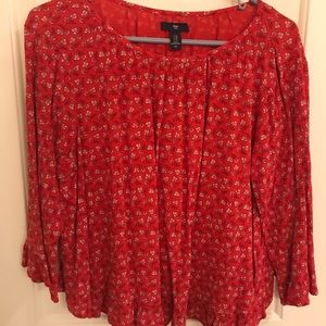 Red Floral Gap Blouse